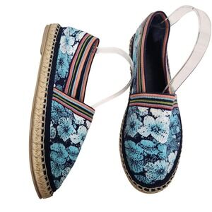 Sundance Ivko Woman Shoes Womens 9.5 40 Blue Floral Knit Espadrille Slip On